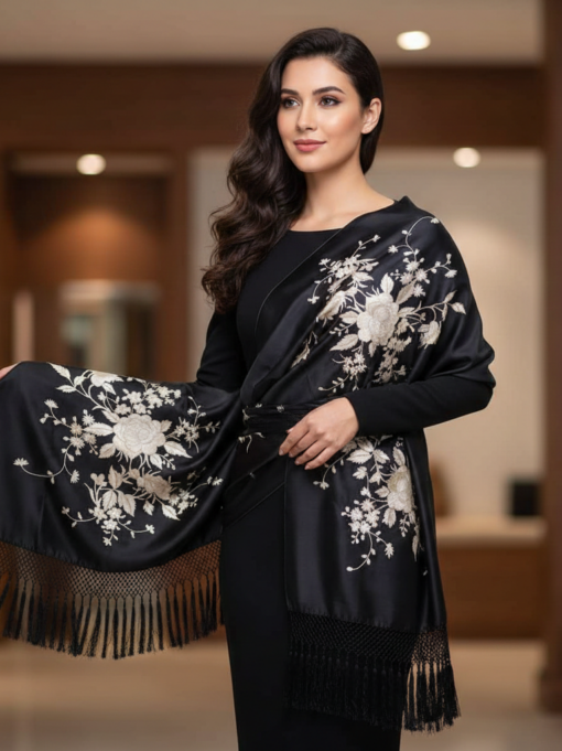 Rebozo Antiguo de seda tradicional- Puebla, Puebla.