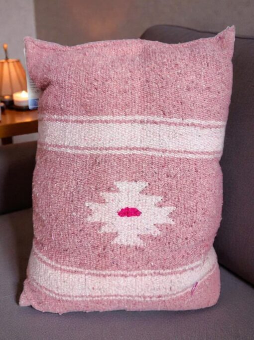 Cojín diamante tradicional de lana Aztatla, Tlaxcala