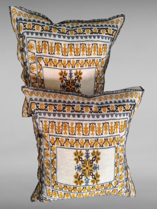 Par de cojines extrafinos tradicional Mazahua, Estado de México.