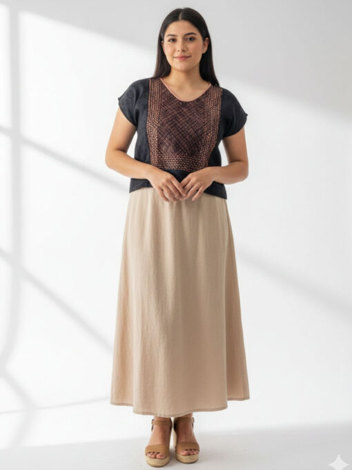 Blusa contemporánea Mahe satín - Istmo, Oaxaca.