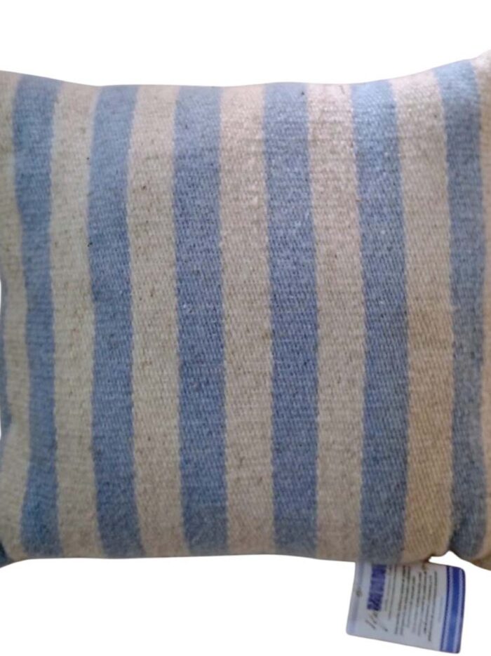 cojin rayado azul